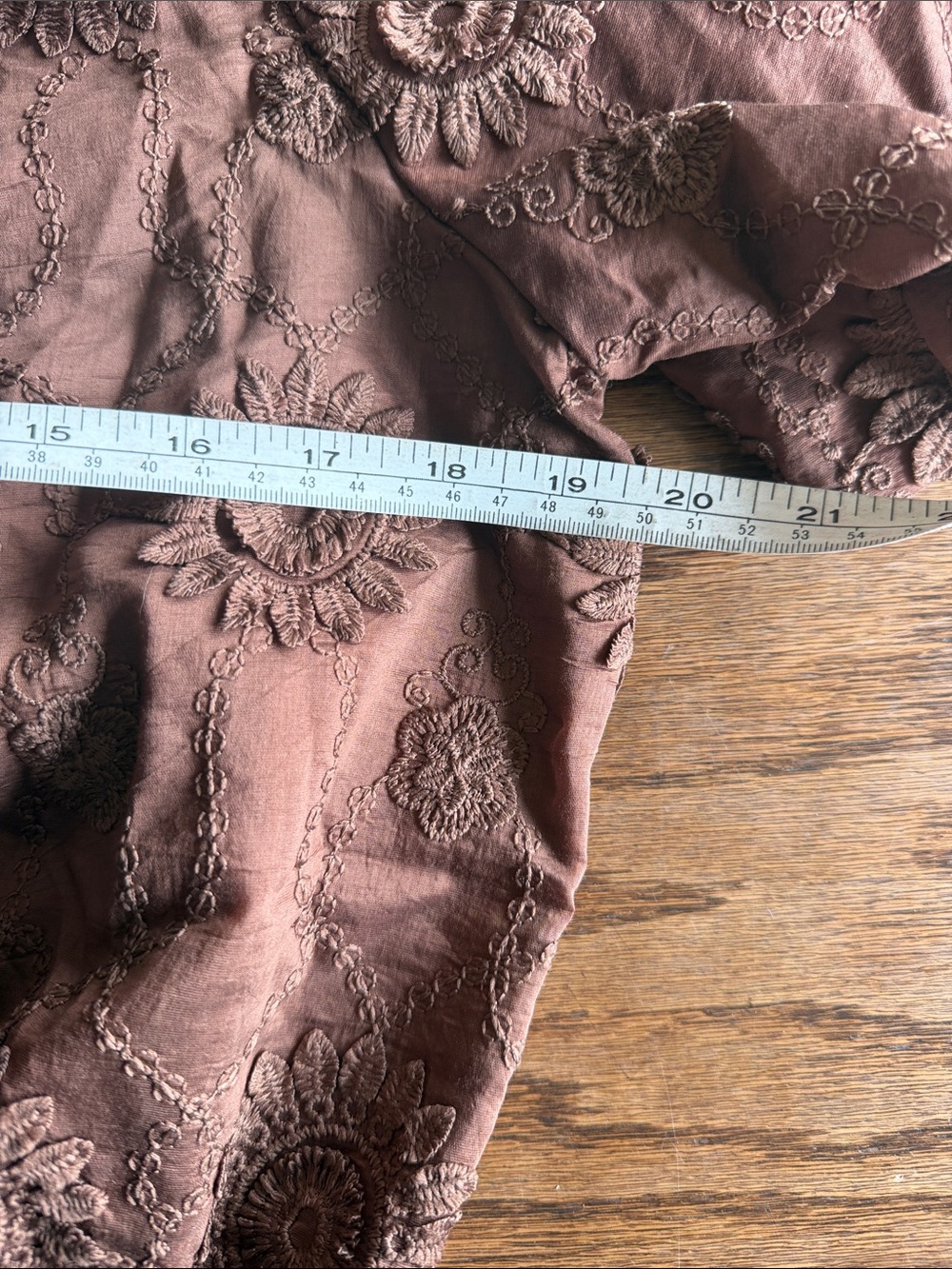 Industry Brown Floral Embroidered Puff Sleeve Blouse - Picture 9 of 10